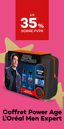 Coffret Power Age da marca Loreal Men Expert com destaque promocional de  35% sobre pre&ccedil;o de Venda ao P&uacute;blico Recomendado